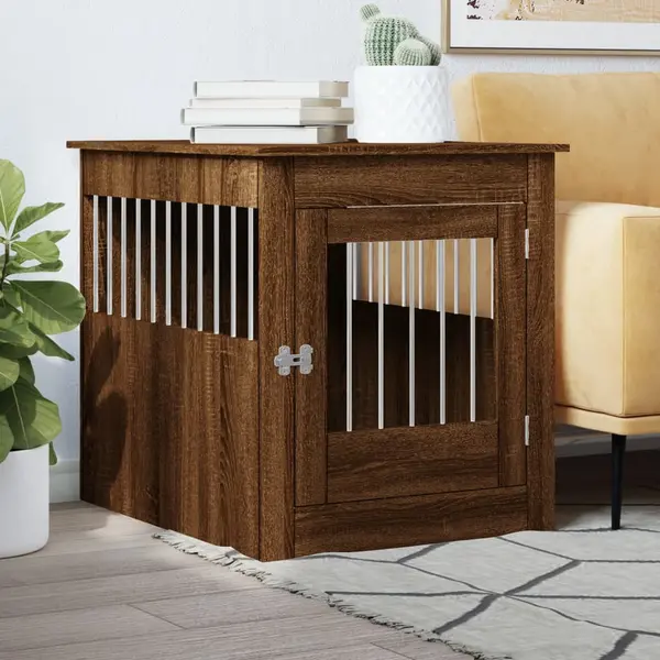 Gossi lada pentru caini, stejar maro, 64,5x80x71 cm, lemn compozit
