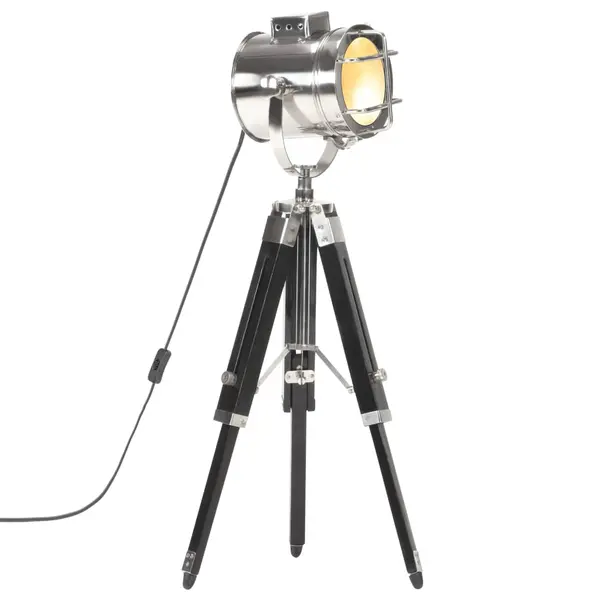 Gossi lampa de podea cu trepied, 69 cm, negru, lemn masiv de mango