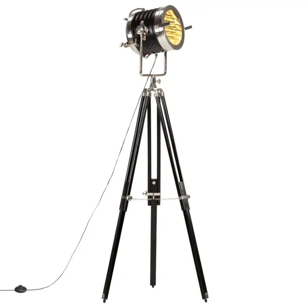 Gossi lampa de podea cu trepied, negru, 171 cm, lemn masiv de mango