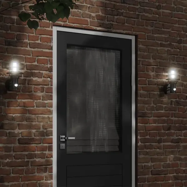 Gossi lampa exterioara de perete cu senzor, negru, otel inoxidabil