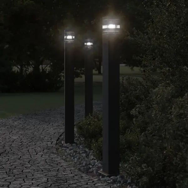 Gossi lampa exterioara de podea cu senzor, negru, 110 cm, aluminiu