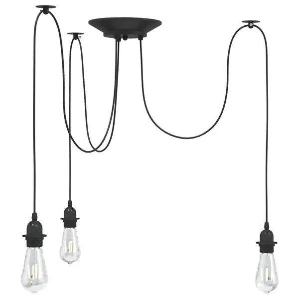 Gossi lampa suspendata cu 3 suporturi e27 metal negru