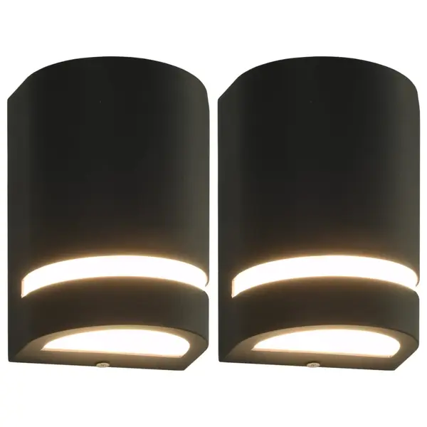 Gossi lampi de perete pentru exterior 2 buc. negru 35 w semirotund