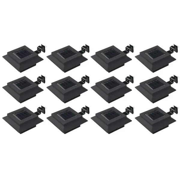Gossi lampi solare de exterior, 12 buc., negru, 12 cm, patrat, led
