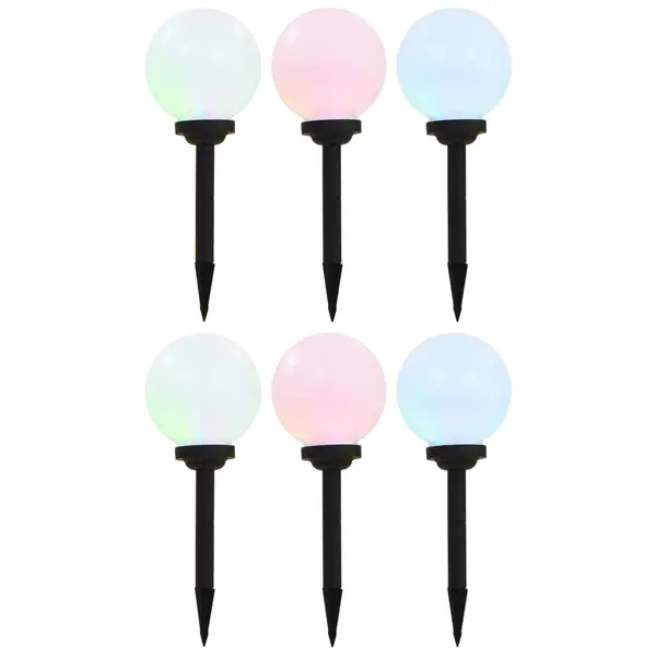 Gossi lampi solare de exterior, 6 buc., 20 cm, rgb, sferic, led