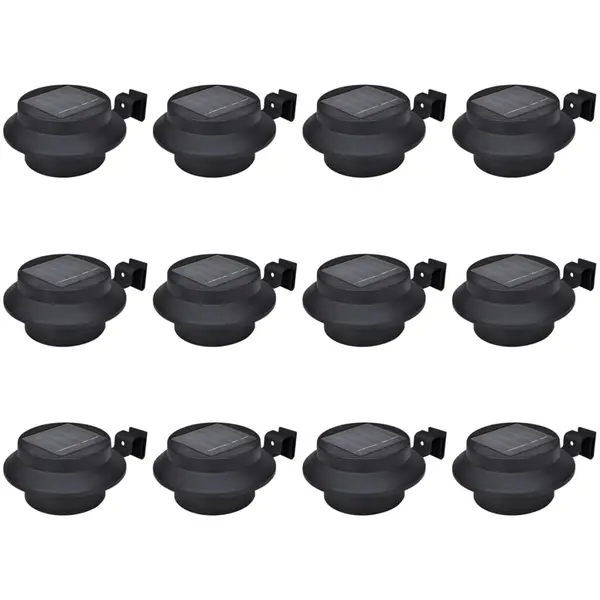 Gossi lampi solare de exterior pentru gard, 12 buc., negru, led