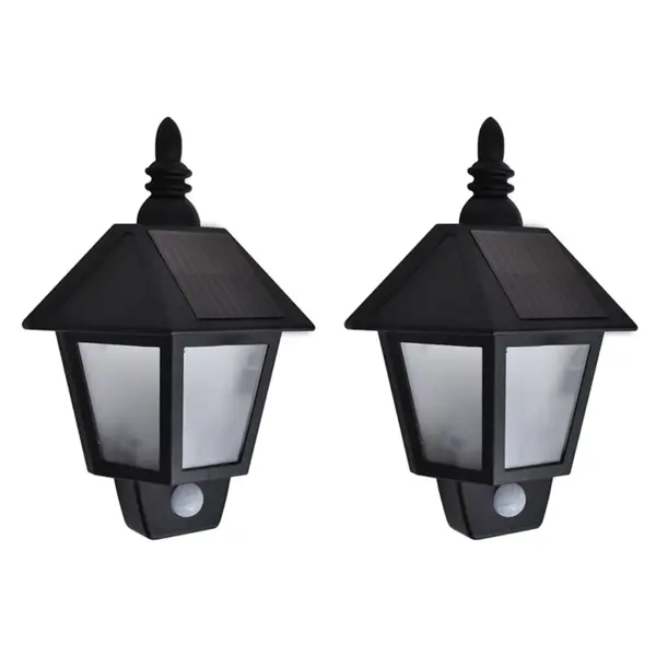 Gossi lampi solare de perete cu senzor de miscare, 2 buc., negru