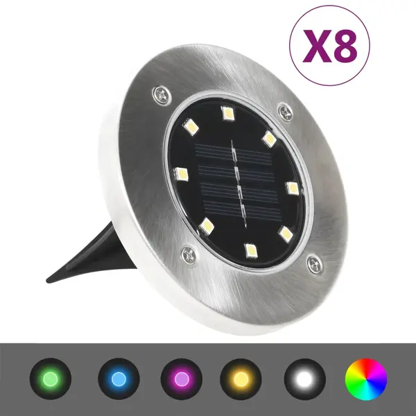 Gossi lampi solare pentru sol, 8 buc., cu led-uri rgb, colorate