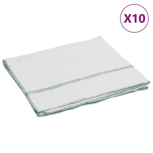 Gossi lavete de podea, 10 buc., alb cu dungi verzi, 50x60 cm