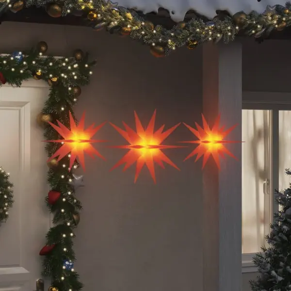 Gossi lumini de craciun cu led-uri, 3 buc., rosu, pliabil