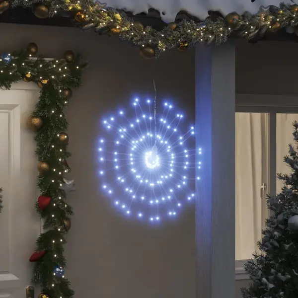 Gossi lumini stelare de craciun 140 led-uri, 2 buc., alb rece, 17 cm