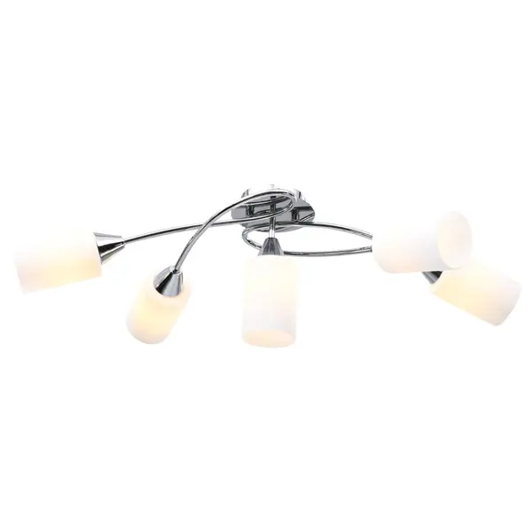 Gossi lustra cu abajururi din ceramica, 5 becuri e14, alb, con