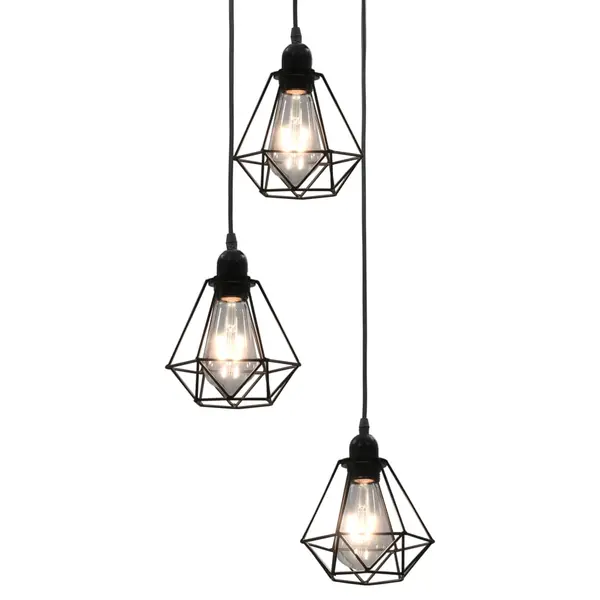 Gossi lustra cu design diamant, negru, 3 x bec e27
