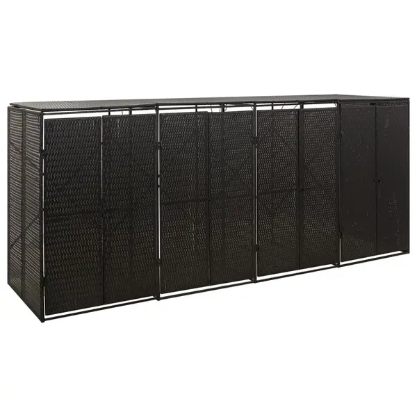 Gossi magazie de pubele cvadrupla, negru, 274x80x117 cm, poliratan