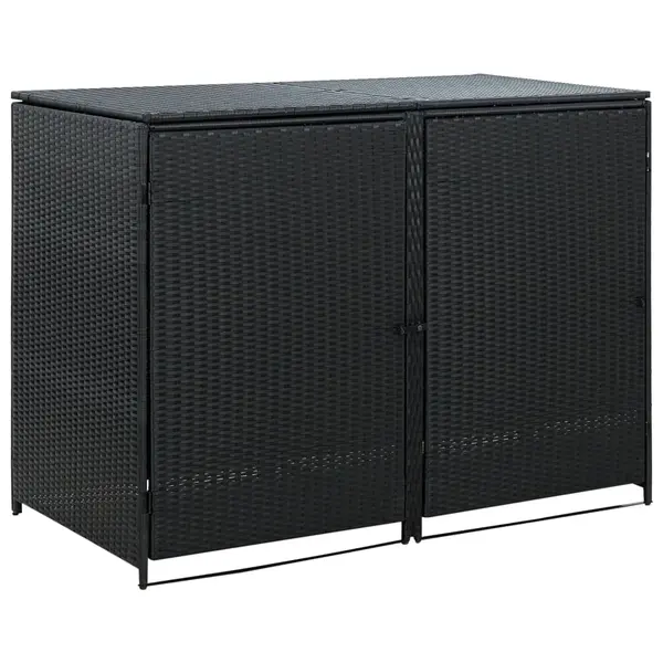 Gossi magazie dubla pentru pubele, poliratan, negru, 148x80x111 cm