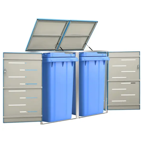 Gossi magazie pentru doua pubele, 138x77,5x112,5 cm, otel inoxidabil