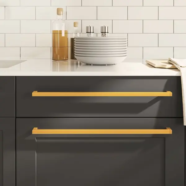 Gossi manere de dulap, 5 buc., auriu, 480 mm, otel inoxidabil