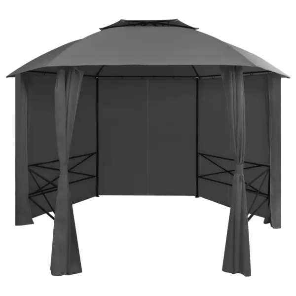 Gossi marchiza pavilion de gradina cu perdele, 360x265 cm, hexagonal