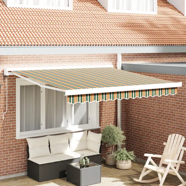 Gossi marchiza retractabila automata verde si galben 300x250 cm, Gossi tesatura de inlocuire pentru marchiza 3x2,5 m cadru verde si galben