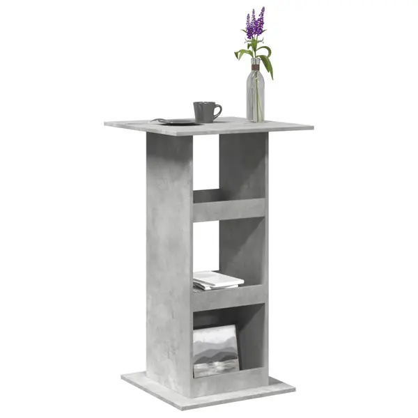 Gossi masa bar cu depozitare, gri beton, 60x60x102 cm, lemn prelucrat