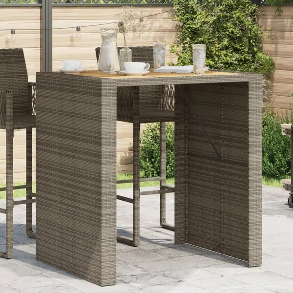 Gossi masa bar gradina, blat lemn acacia, gri 105x80x110 cm poliratan