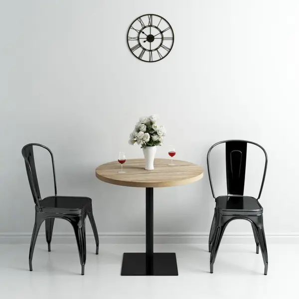 Gossi masa bistro, mdf si otel, rotunda, 80x75 cm, culoare stejar