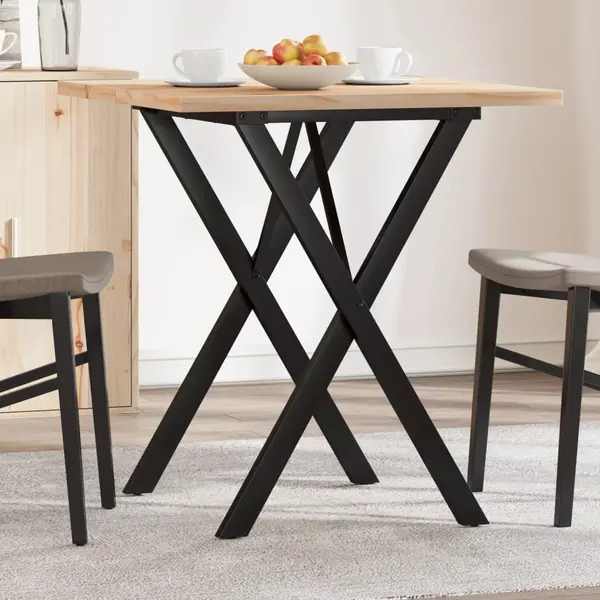 Gossi masa bucatarie, cadru x, 70x70x75,5 cm lemn masiv pin si fonta