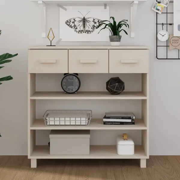 Gossi masa cafea „hamar”, maro miere, 90x35x90 cm, lemn masiv de pin