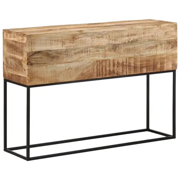 Gossi masa consola, 110x30x75 cm, lemn masiv de mango brut si fier