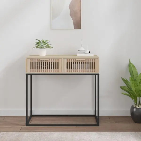 Gossi masa consola, 80x30x75 cm, lemn prelucrat si fier