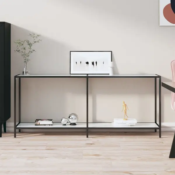 Gossi masa consola,alb, 180x35x75,5 cm, sticla securizata
