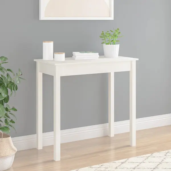 Gossi masa consola, alb, 80x40x75 cm, lemn masiv de pin