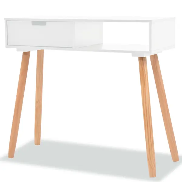 Gossi masa consola, lemn masiv de pin 80x30x72 cm, alb