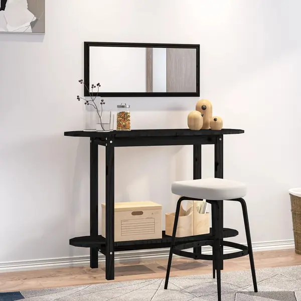 Gossi masa consola, negru, 110x40x80 cm, lemn masiv de pin