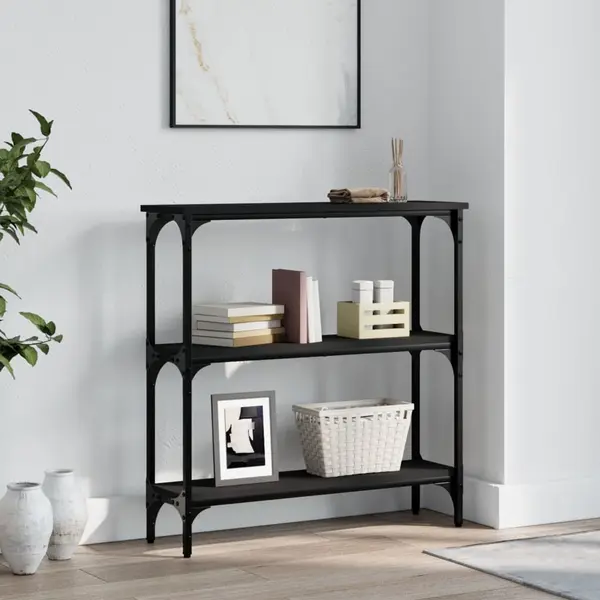 Gossi masa consola, negru, 75x22,5x75 cm, lemn prelucrat