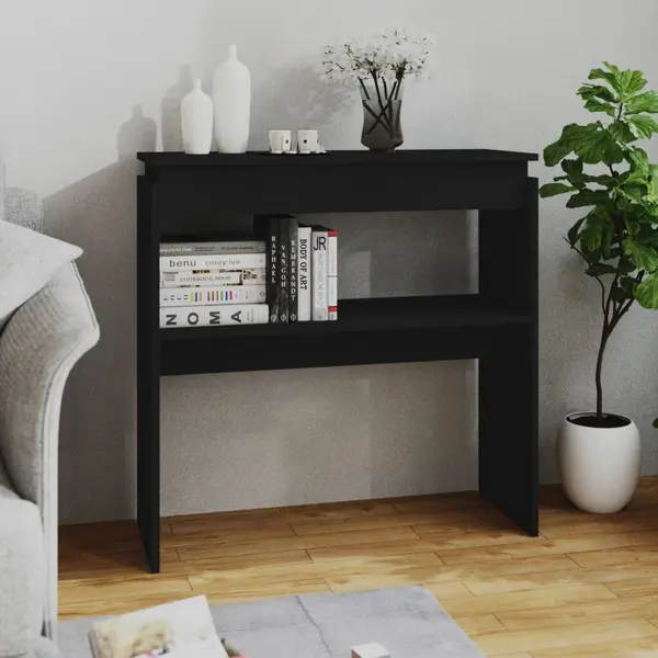 Gossi masa consola, negru, 80x30x80 cm, lemn prelucrat