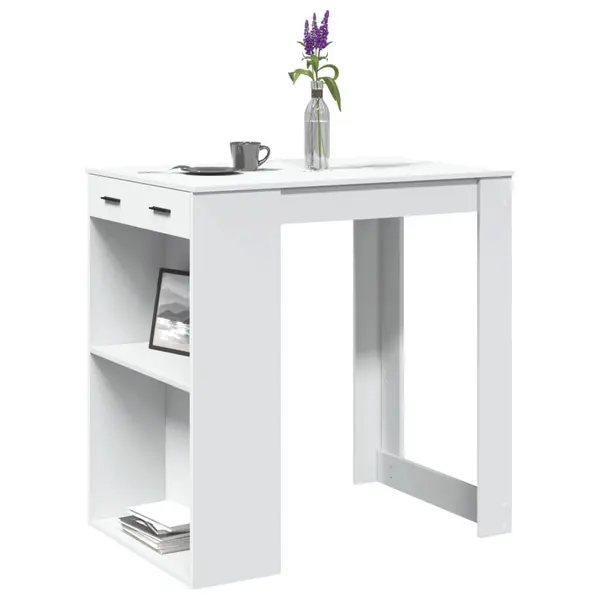 Gossi masa de bar, alb, 102x70x103,5 cm, lemn prelucrat