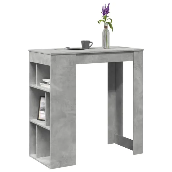 Gossi masa de bar cu raft, gri beton, 102x50x103,5 cm, lemn prelucrat