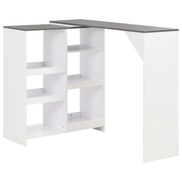 Gossi masa de bar cu raft mobil, alb, 138x39x110 cm