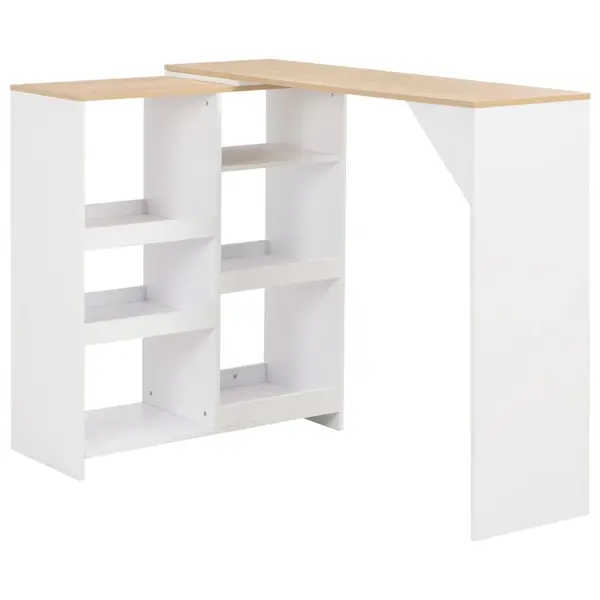 Gossi masa de bar cu raft mobil, alb, 138x39x110 cm