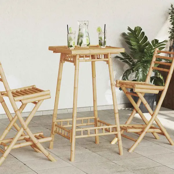Gossi masa de bar de exterior patrata 55x55x100 cm bambus