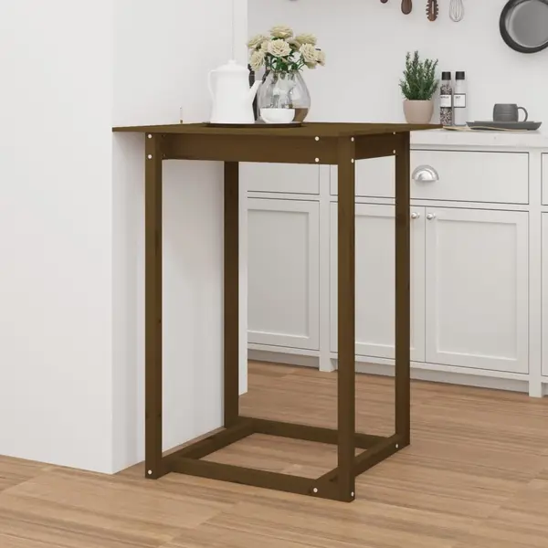 Gossi masa de bar, maro miere, 80x80x110 cm, lemn masiv de pin
