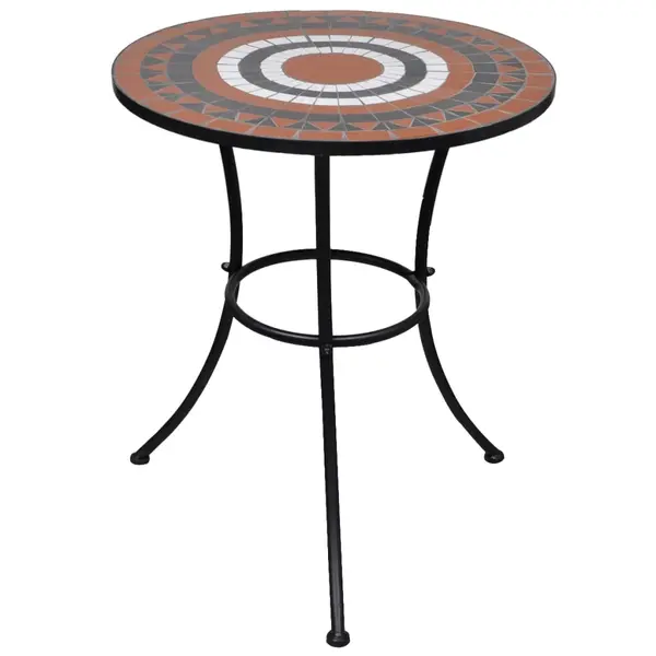 Gossi masa de bistro, caramiziu si alb, 60 cm, mozaic