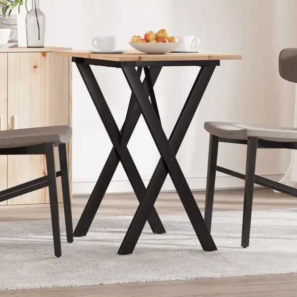 Gossi masa de bucatarie, cadru x, 80x50x75 cm lemn masiv pin si fonta