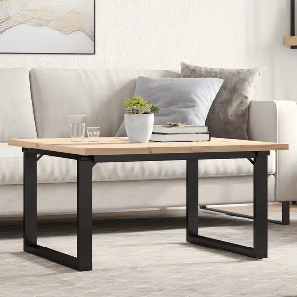 Gossi masa de cafea, cadru o, 80x80x45,5 cm, lemn masiv pin si fonta
