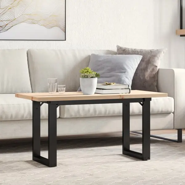 Gossi masa de cafea, cadru o, 90x40x45,5 cm, lemn masiv pin si fonta