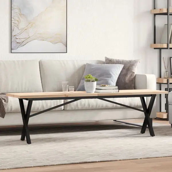 Gossi masa de cafea, cadru x, 160x40x45,5 cm, lemn masiv pin si fonta