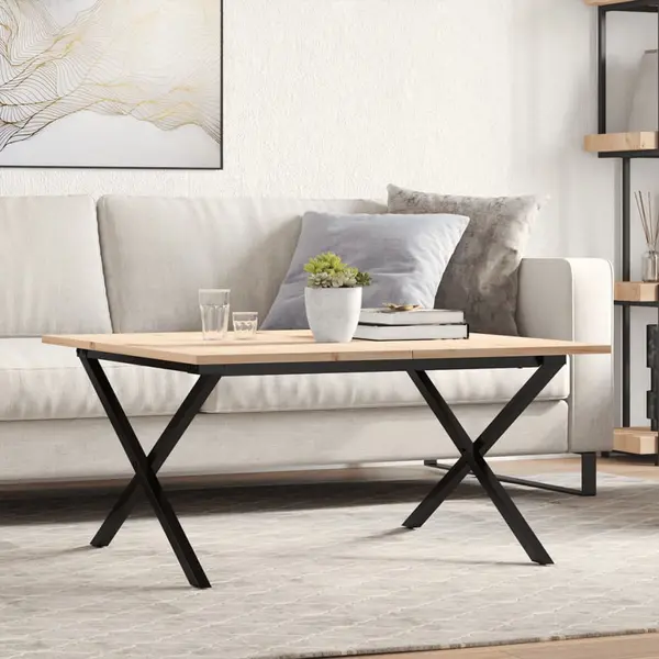 Gossi masa de cafea, cadru x, 90x90x45 cm, lemn masiv pin si fonta