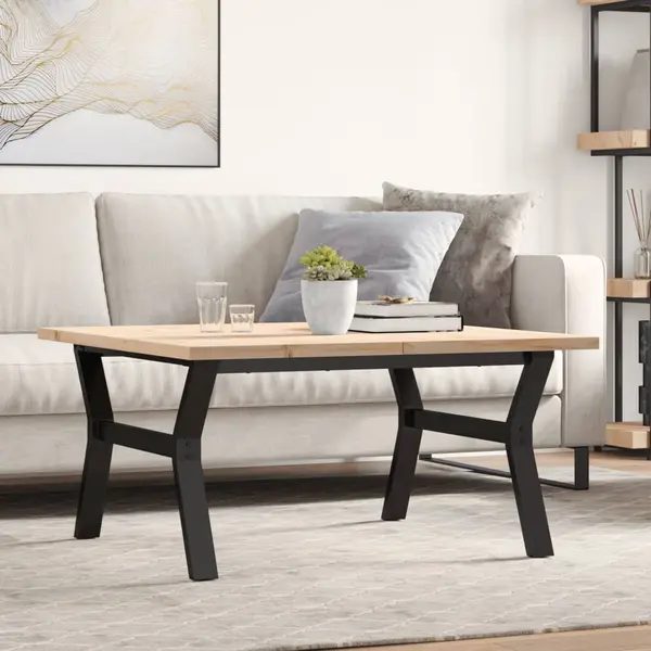 Gossi masa de cafea, cadru y, 90x90x45,5 cm, lemn masiv pin si fonta
