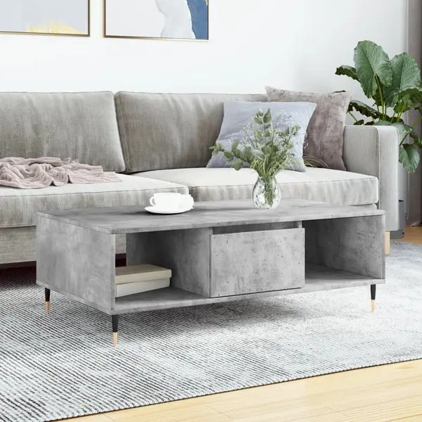 Gossi masa de cafea, gri beton, 104x60x35 cm, lemn compozit